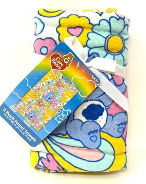 Care Bears Hand Towels Set 2 Pcs Funshine Grumpy Bear Yellow Blue Pink Multi NWT